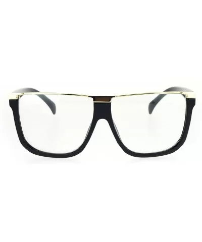 Clear Lens Glasses Unisex Fashion Oversized Square Metal Top Frame - Gold Black - C2184RIUR6T $7.92 Square