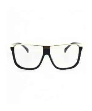 Clear Lens Glasses Unisex Fashion Oversized Square Metal Top Frame - Gold Black - C2184RIUR6T $7.92 Square