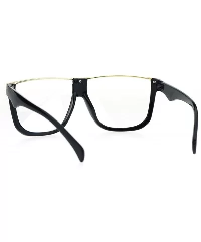 Clear Lens Glasses Unisex Fashion Oversized Square Metal Top Frame - Gold Black - C2184RIUR6T $7.92 Square