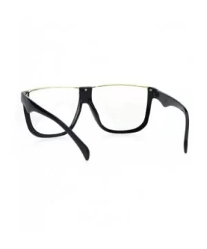 Clear Lens Glasses Unisex Fashion Oversized Square Metal Top Frame - Gold Black - C2184RIUR6T $7.92 Square