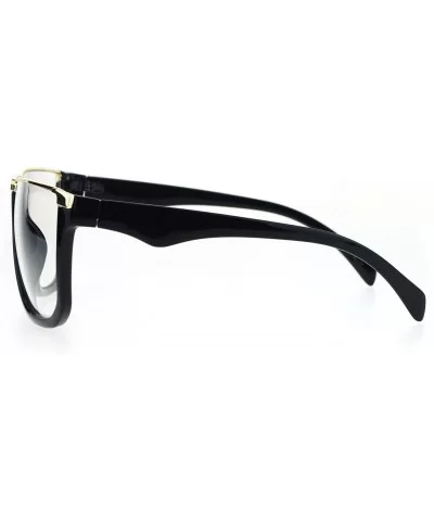 Clear Lens Glasses Unisex Fashion Oversized Square Metal Top Frame - Gold Black - C2184RIUR6T $7.92 Square