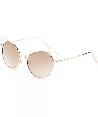 Kyra Oversized Round Loop Design Hoops Fashion Sunglasses for Women - Gold/Brown - CD182H0ISX7 $8.39 Oversized