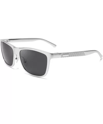 Classic Polarized Sunglasses Mens Great Design TAC Lenses B2426 - Sliver/Black Lens - CS18DUIMCD4 $12.95 Rectangular