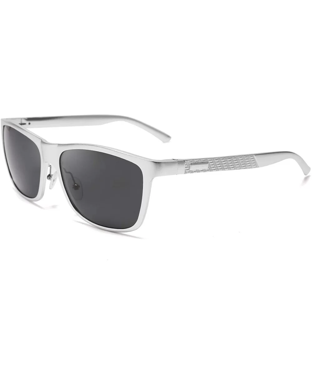 Classic Polarized Sunglasses Mens Great Design TAC Lenses B2426 - Sliver/Black Lens - CS18DUIMCD4 $12.95 Rectangular