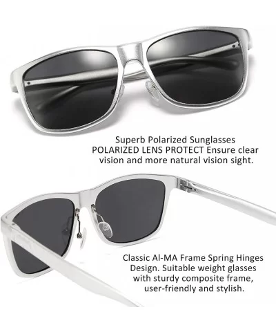 Classic Polarized Sunglasses Mens Great Design TAC Lenses B2426 - Sliver/Black Lens - CS18DUIMCD4 $12.95 Rectangular