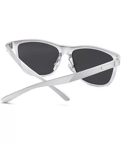 Classic Polarized Sunglasses Mens Great Design TAC Lenses B2426 - Sliver/Black Lens - CS18DUIMCD4 $12.95 Rectangular