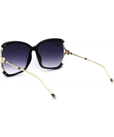 Womens Luxury Designer Exposed Lens Side Butterfly Sunglasses - Black Gold Smoke - CD18Z6TK7U6 $11.84 Butterfly