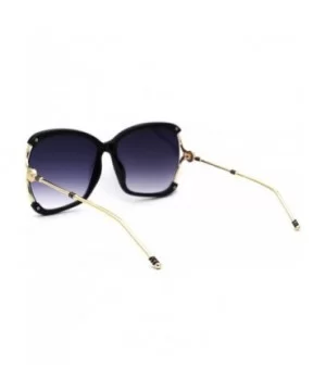 Womens Luxury Designer Exposed Lens Side Butterfly Sunglasses - Black Gold Smoke - CD18Z6TK7U6 $11.84 Butterfly