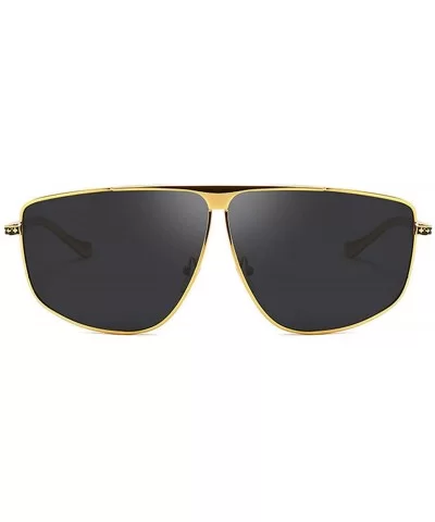 Aviator Polarized Oversized Sunglasses for Men Metal Frame - Golden/Black - CL18TK5XZZ3 $9.30 Oversized