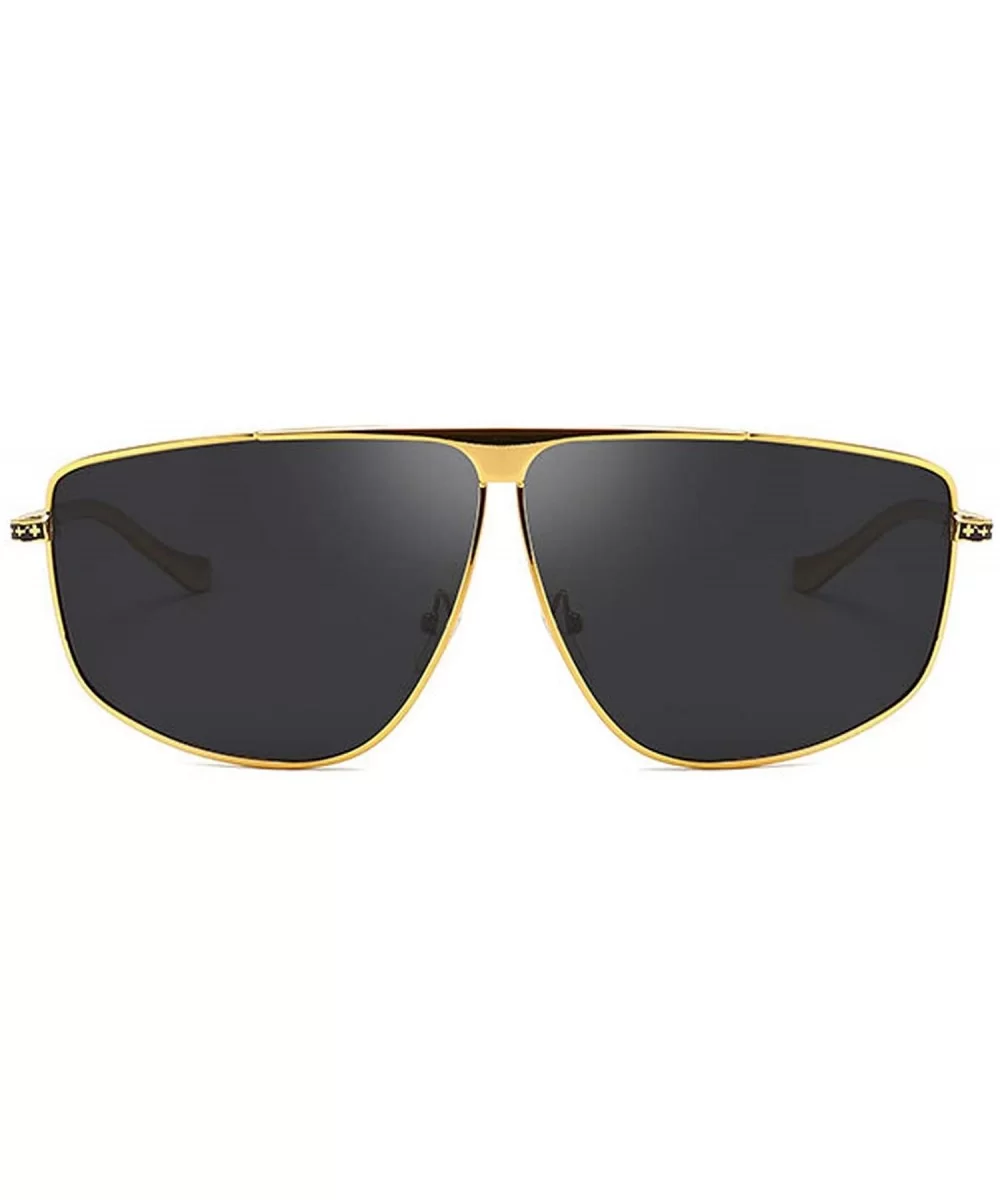 Aviator Polarized Oversized Sunglasses for Men Metal Frame - Golden/Black - CL18TK5XZZ3 $9.30 Oversized