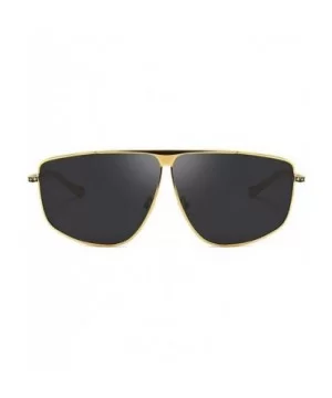 Aviator Polarized Oversized Sunglasses for Men Metal Frame - Golden/Black - CL18TK5XZZ3 $9.30 Oversized