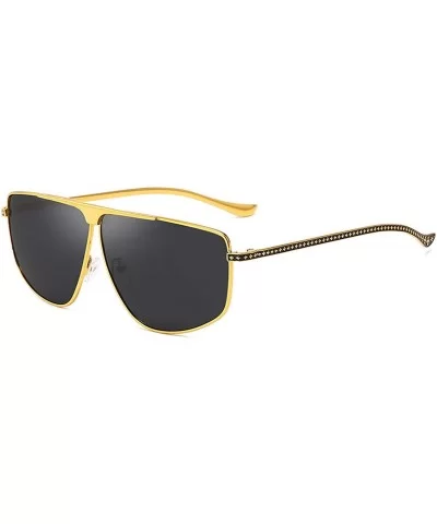 Aviator Polarized Oversized Sunglasses for Men Metal Frame - Golden/Black - CL18TK5XZZ3 $9.30 Oversized