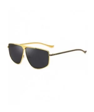 Aviator Polarized Oversized Sunglasses for Men Metal Frame - Golden/Black - CL18TK5XZZ3 $9.30 Oversized