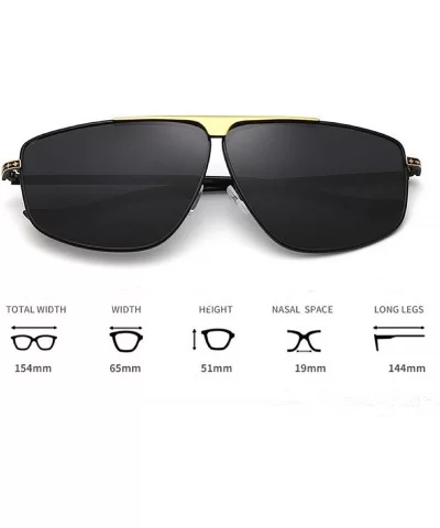 Aviator Polarized Oversized Sunglasses for Men Metal Frame - Golden/Black - CL18TK5XZZ3 $9.30 Oversized