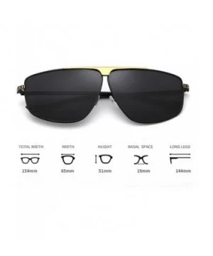 Aviator Polarized Oversized Sunglasses for Men Metal Frame - Golden/Black - CL18TK5XZZ3 $9.30 Oversized