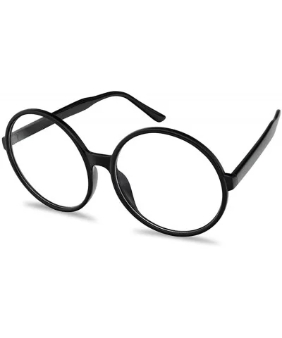 Round Oversized Clear Lens Novelty Jumbo Glasses - Unisex - Black Frame - Clear Lens - CD196U9KGR2 $16.03 Round