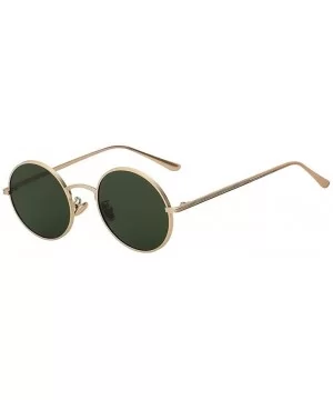 Unisex Men UV400 Round Retro Vintage Sunglasses Women Fashion Glasses Eyeglasses - Gold F Green - CD18C8ONLR8 $8.13 Round