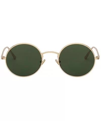 Unisex Men UV400 Round Retro Vintage Sunglasses Women Fashion Glasses Eyeglasses - Gold F Green - CD18C8ONLR8 $8.13 Round