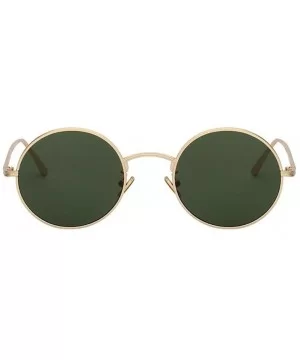 Unisex Men UV400 Round Retro Vintage Sunglasses Women Fashion Glasses Eyeglasses - Gold F Green - CD18C8ONLR8 $8.13 Round