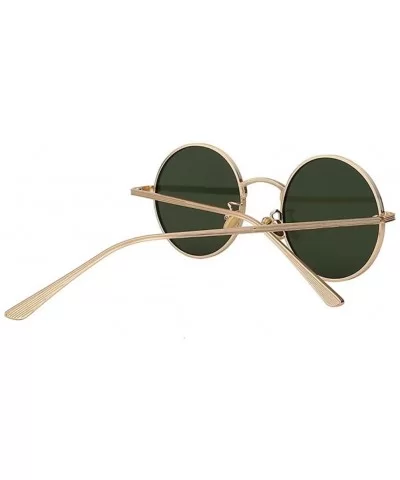 Unisex Men UV400 Round Retro Vintage Sunglasses Women Fashion Glasses Eyeglasses - Gold F Green - CD18C8ONLR8 $8.13 Round