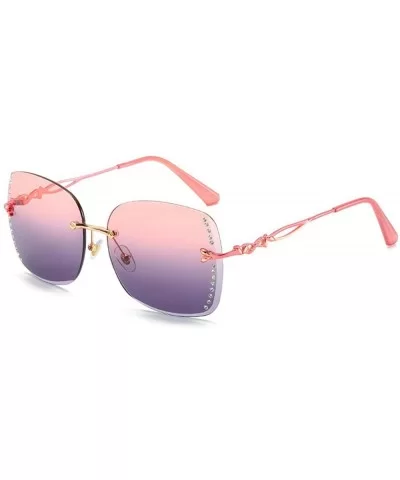 Frameless Diamond Sunglasses Square Women Sun Glasses Vintage Alloy Frame UV400 Eyeglasses - Pink&gray - CN1925IRXAN $9.12 Sq...