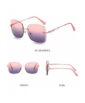 Frameless Diamond Sunglasses Square Women Sun Glasses Vintage Alloy Frame UV400 Eyeglasses - Pink&gray - CN1925IRXAN $9.12 Sq...