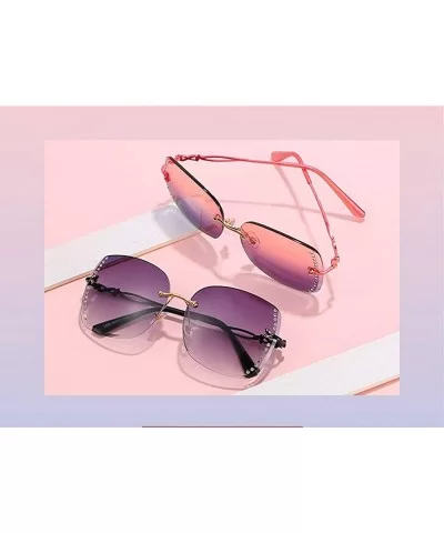 Frameless Diamond Sunglasses Square Women Sun Glasses Vintage Alloy Frame UV400 Eyeglasses - Pink&gray - CN1925IRXAN $9.12 Sq...