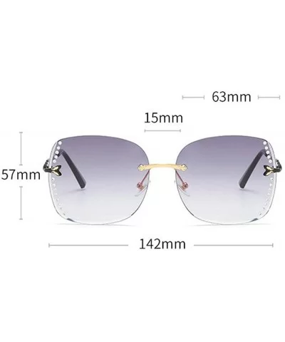 Frameless Diamond Sunglasses Square Women Sun Glasses Vintage Alloy Frame UV400 Eyeglasses - Pink&gray - CN1925IRXAN $9.12 Sq...