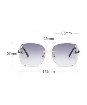 Frameless Diamond Sunglasses Square Women Sun Glasses Vintage Alloy Frame UV400 Eyeglasses - Pink&gray - CN1925IRXAN $9.12 Sq...