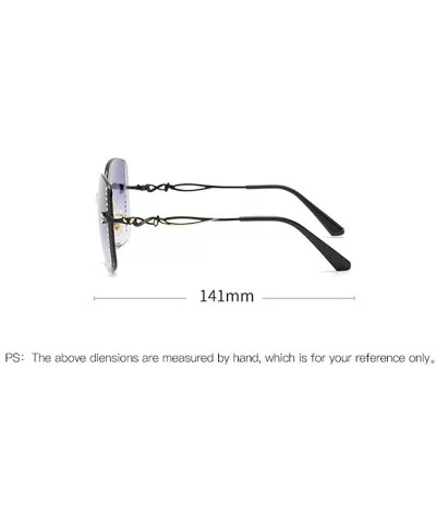 Frameless Diamond Sunglasses Square Women Sun Glasses Vintage Alloy Frame UV400 Eyeglasses - Pink&gray - CN1925IRXAN $9.12 Sq...