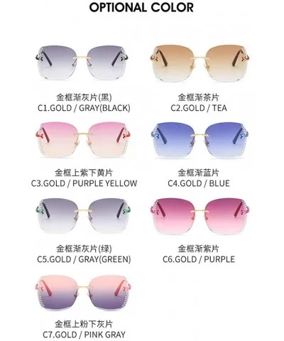 Frameless Diamond Sunglasses Square Women Sun Glasses Vintage Alloy Frame UV400 Eyeglasses - Pink&gray - CN1925IRXAN $9.12 Sq...