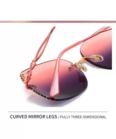 Frameless Diamond Sunglasses Square Women Sun Glasses Vintage Alloy Frame UV400 Eyeglasses - Pink&gray - CN1925IRXAN $9.12 Sq...