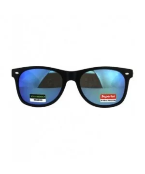 Real Bamboo Wood Temple Sunglasses Casual Horn Rim Matted Frame - Black (Blue Mirror) - CY18DD0MO3W $10.58 Wayfarer