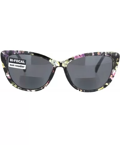 Womens Bi-focal Gothic Cat Eye Reading Sunglasses - Flower - CJ18O8XGN4C $9.62 Cat Eye