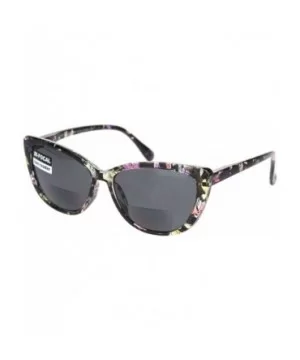 Womens Bi-focal Gothic Cat Eye Reading Sunglasses - Flower - CJ18O8XGN4C $9.62 Cat Eye