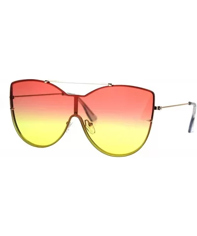 Womens Rimless Butterfly Oversize Diva Metal Rim Sunglasses - Orange Yellow - CC1864WT6O7 $10.34 Rimless