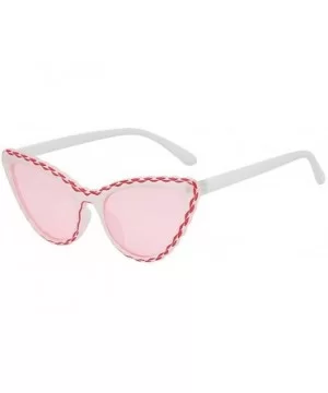 Women's Fashion Cat Eye Shade Sunglasses Integrated Stripe Vintage Glasses - C - C31947WW70W $7.31 Aviator