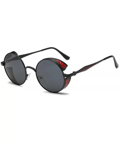 Retro Vintage Polarized Big Round Metal SteamPunk Oversized Cycle SunGlasses For Men Women - Black & Black - C2189RLL4IM $13....