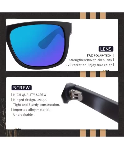 Polarized TR90 unbroken Sunglasses for Men 54mm Classic Eyewear Shade tl6001 - Black Frame/Revo Blue Lens - C6184HXDU8M $10.7...