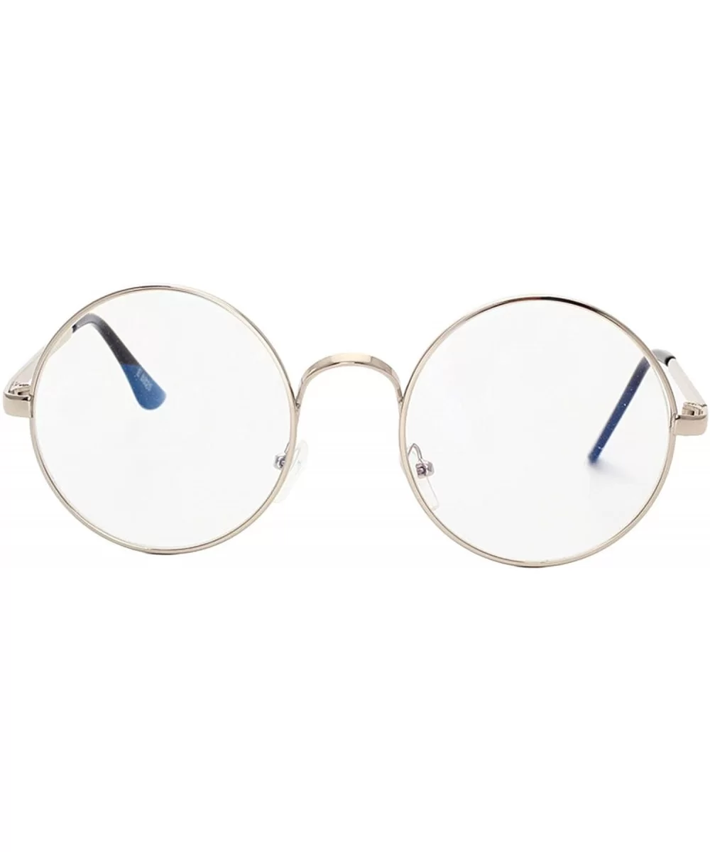 Retro Round Metal Frame Clear Lens Glasses Classic Unisex Eyewear - Silver - C418EXWEDM8 $4.97 Round