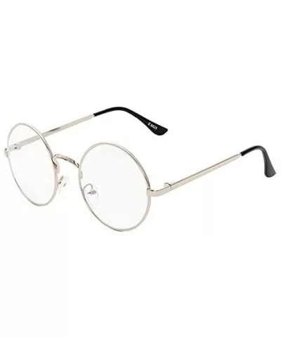 Retro Round Metal Frame Clear Lens Glasses Classic Unisex Eyewear - Silver - C418EXWEDM8 $4.97 Round