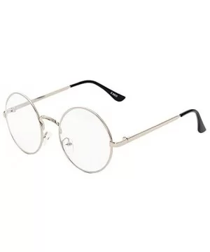 Retro Round Metal Frame Clear Lens Glasses Classic Unisex Eyewear - Silver - C418EXWEDM8 $4.97 Round