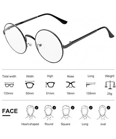 Retro Round Metal Frame Clear Lens Glasses Classic Unisex Eyewear - Silver - C418EXWEDM8 $4.97 Round