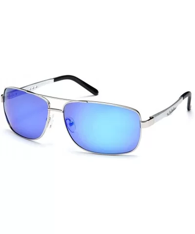 Unisex Premium Brushed Aluminum Aviator Authentic Polarized Flash Mirror Lenses - Blue - CH11WYXTQLR $27.91 Aviator