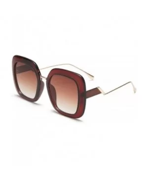 Double Color Square Sunglasses Men Women Gradient Frame UV400 Vintage Glasses - Brown Tea - CP18T0Z3LI9 $14.79 Semi-rimless