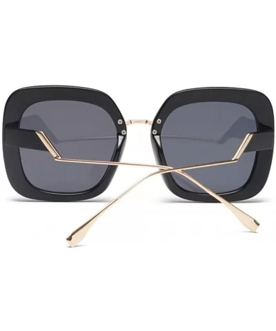 Double Color Square Sunglasses Men Women Gradient Frame UV400 Vintage Glasses - Brown Tea - CP18T0Z3LI9 $14.79 Semi-rimless