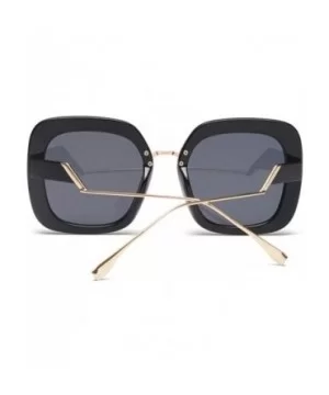 Double Color Square Sunglasses Men Women Gradient Frame UV400 Vintage Glasses - Brown Tea - CP18T0Z3LI9 $14.79 Semi-rimless