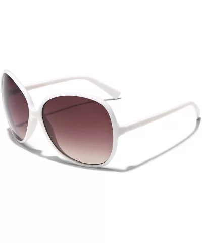 Oversized Round Frame Women's Butterfly Fashion Statement Sunglasses - White - Brown - CJ11P3RCM2B $6.45 Cat Eye