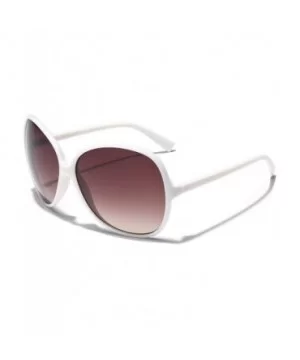 Oversized Round Frame Women's Butterfly Fashion Statement Sunglasses - White - Brown - CJ11P3RCM2B $6.45 Cat Eye