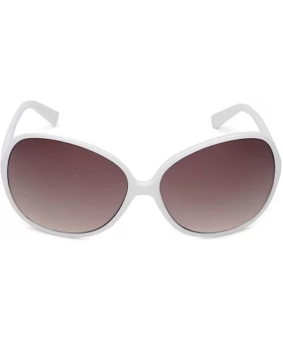 Oversized Round Frame Women's Butterfly Fashion Statement Sunglasses - White - Brown - CJ11P3RCM2B $6.45 Cat Eye